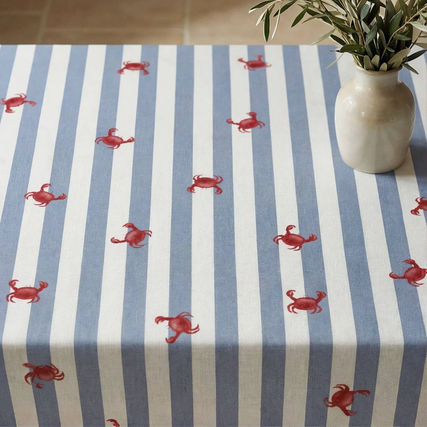 Harbour Crab Waterproof Organic Cotton Tablecloth – 250 x 155 cm
