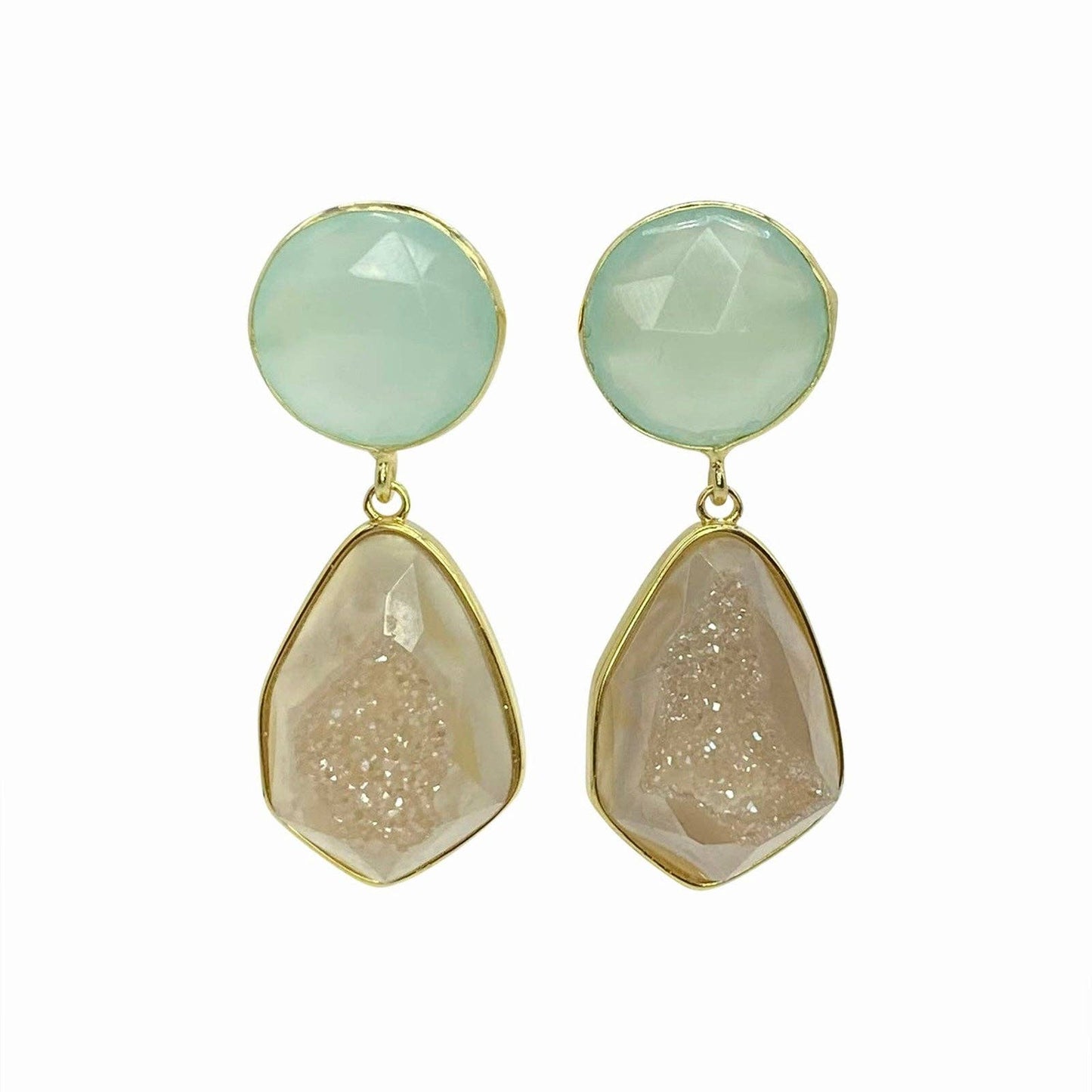 Sahara Sky Chalcedony & Druzy Agate Earrings