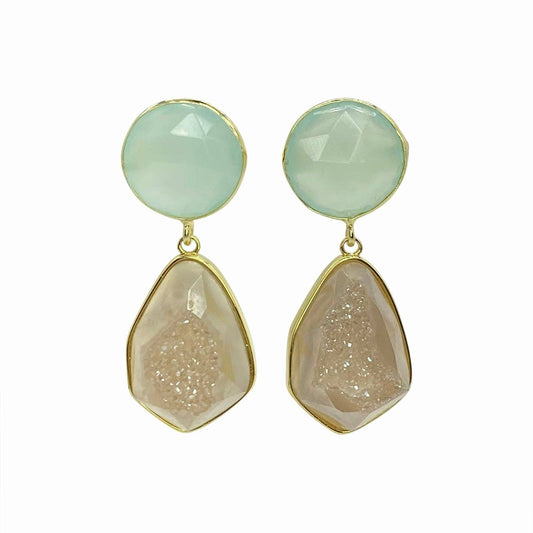 Sahara Sky Chalcedony & Druzy Agate Earrings