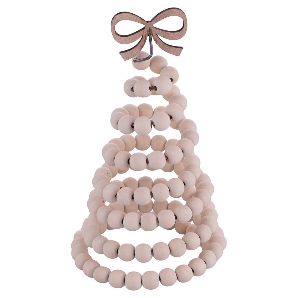 Poplar Wood Beaded Tree Ornament