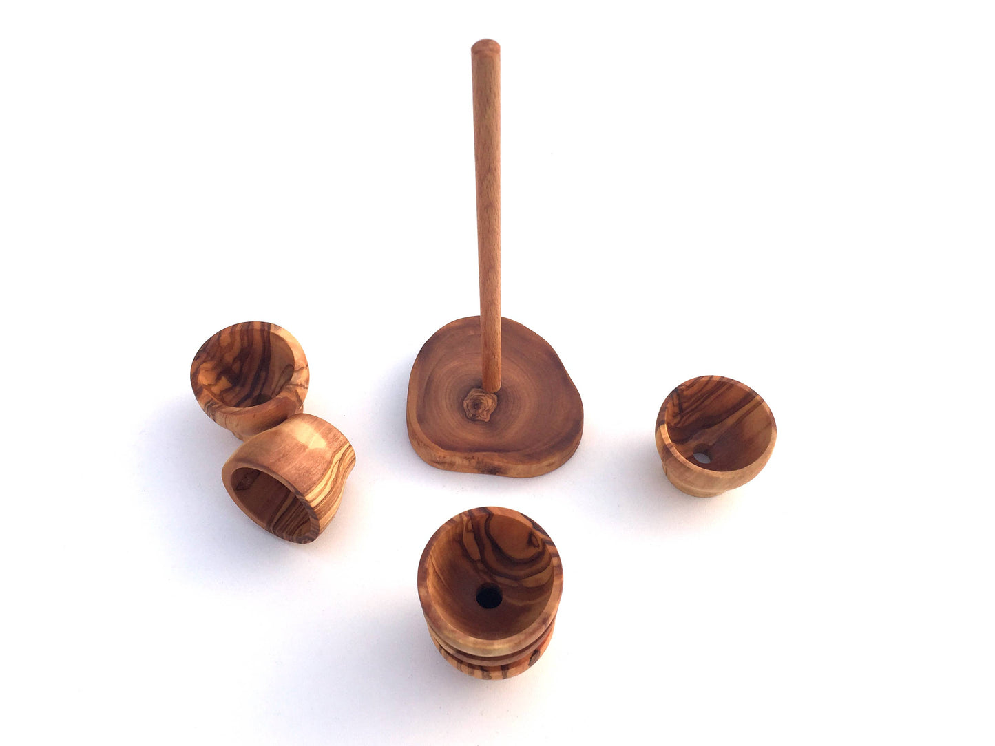 Handmade Olive Wood Egg Cup Set