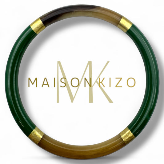 Lacquered Bangle - Forest Green and Gold