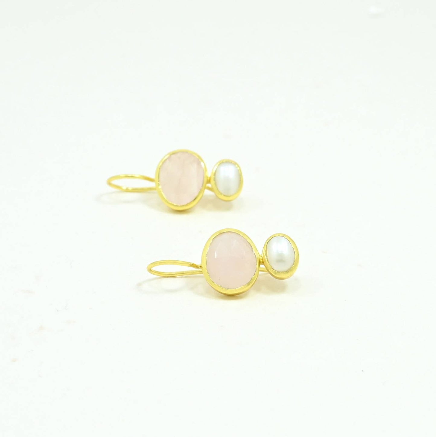 Primrose Earrings - Rose Quartz & Pearl