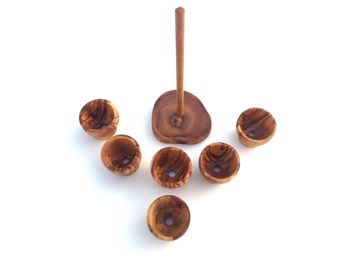 Handmade Olive Wood Egg Cup Set