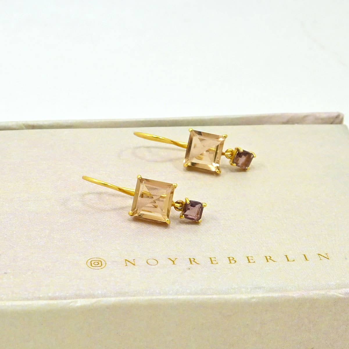 Jara Earrings - Morganite & Rhodolite